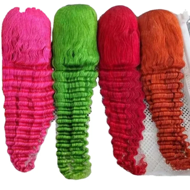 pelucas de cabello natural Color Lace Front Wigs Human Hair Wholesale 613 Blonde Blue Red Grey Green OmbreWigs For Black Women