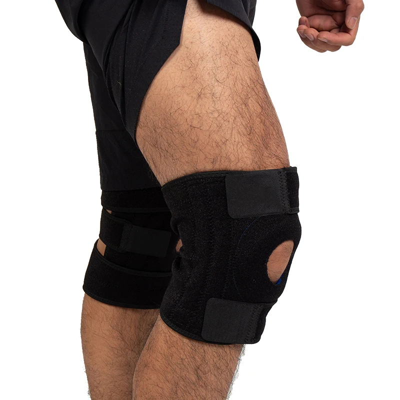 Breathable Neoprene Open Patella Knee Brace Support Injury Recovery with Adjustable Strapping
