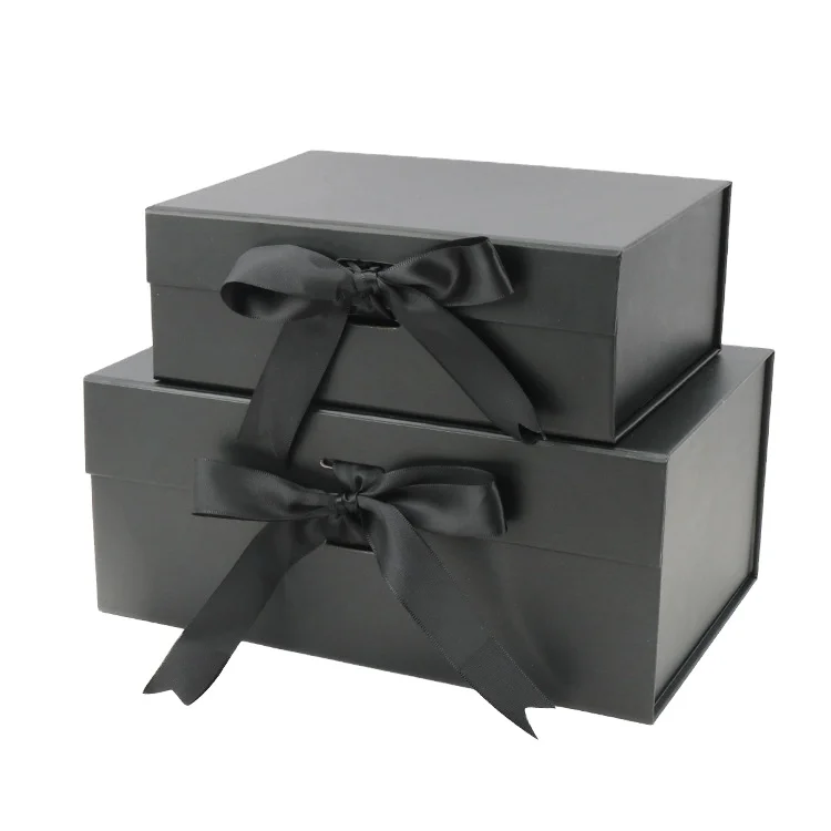 Luxury High Quality Black Gift Box Foldable Proposal Gift Box With Handles Small For Pr Packaging