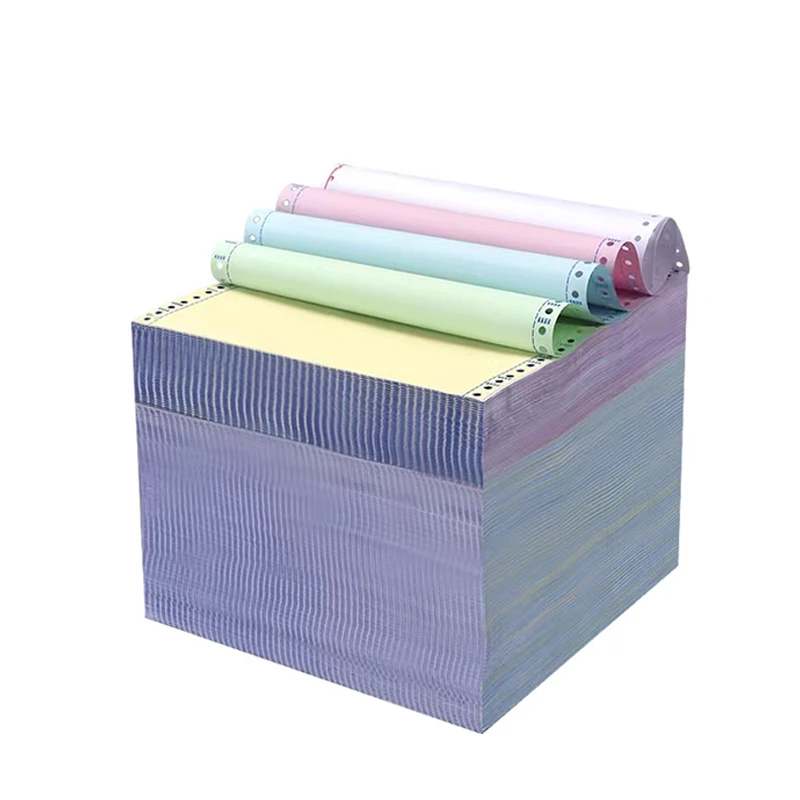 A Grade NCR Multi Color Carbonless 8 1/2 x 11 in 21.3 lb Bond Precollated 2 3 4 Part Sheet Copy Paper for Laser Ink Jet Printer