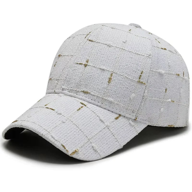 Autumn Winter Unisex Fashion Baseball Cap New Classic Black White Checkered Retro British Small Fragrance Casual Embroidery Flat