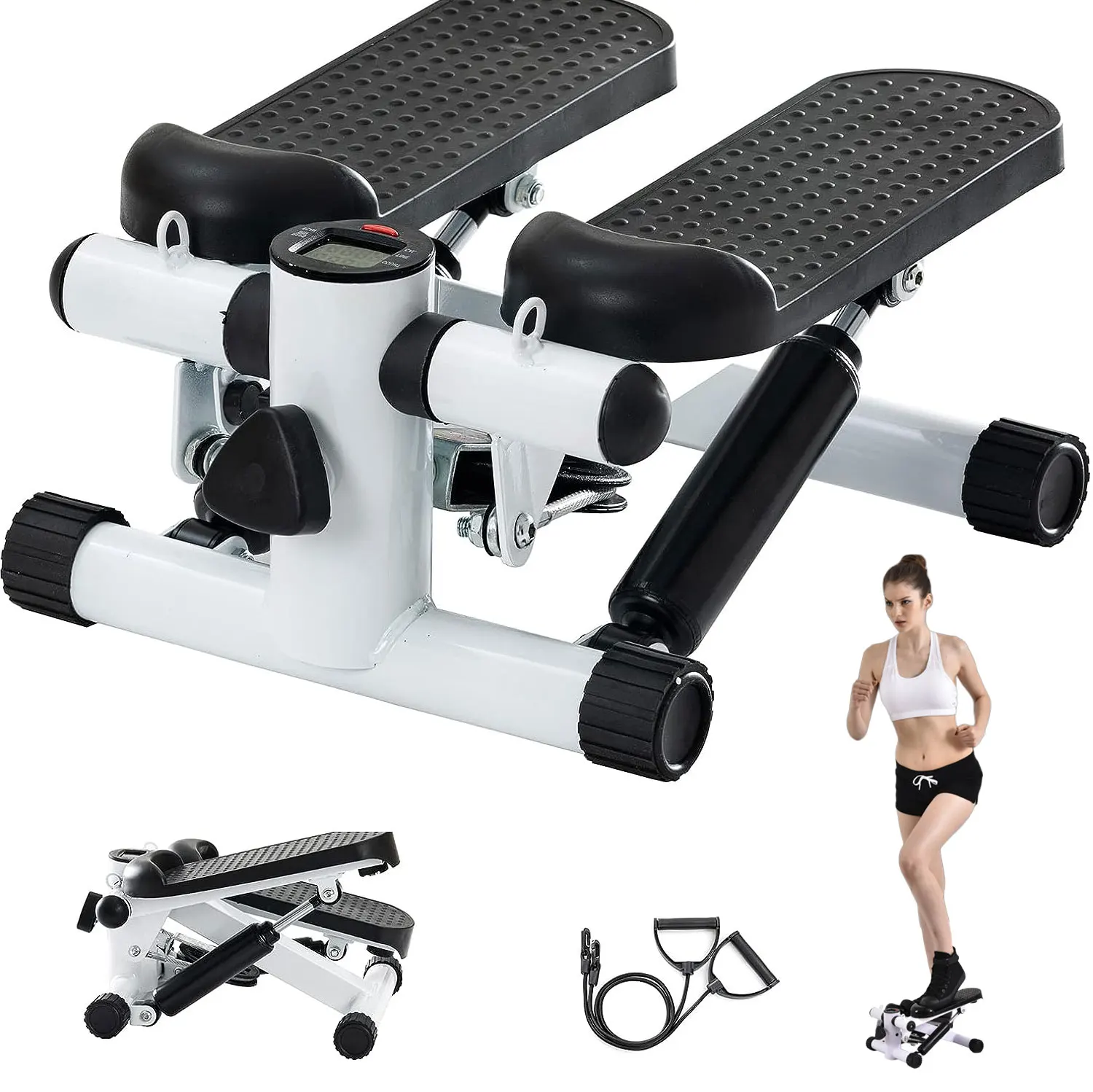 Mini Stepper With Resistance Bands Multifunctional Home Aerobic Fitness Equipment Weight Loss Leg Slimming Machine