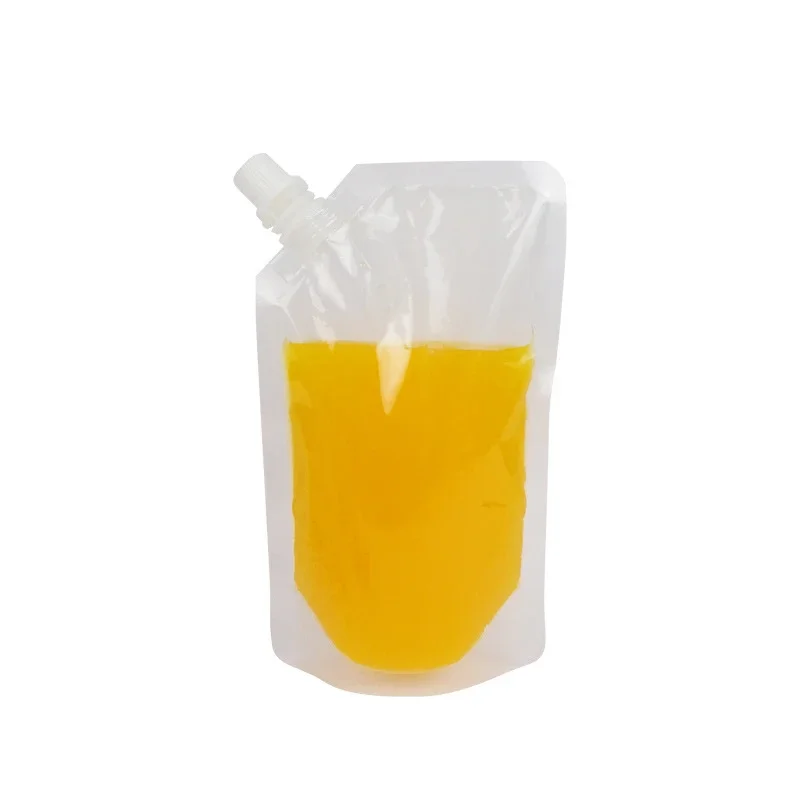 Wholesale Transparent Liquid Packaging Bags Drinking Plastic Juice Beverage Sealed Clear Stand Up Storage Pouches