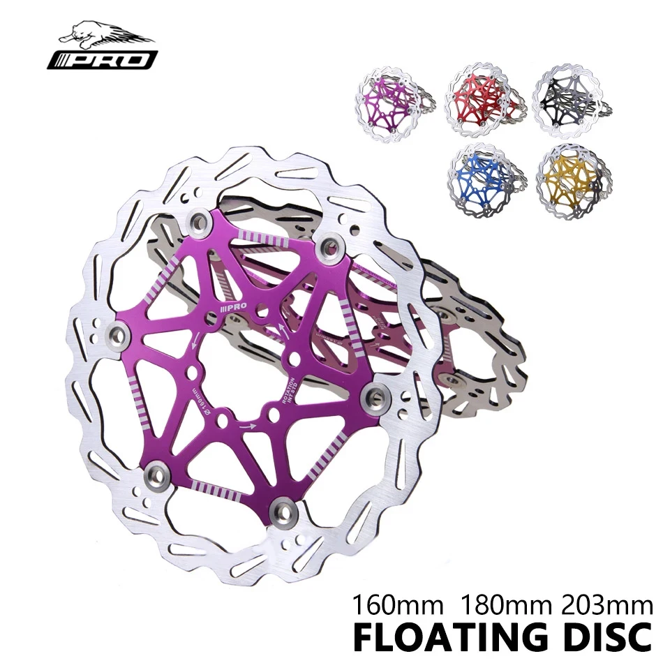 IIIPRO Bike Disc Brake Rotors Ultralight Floating Disc Pads 160mm 180mm 203mm 6/7/8 inches for MTB Bicycle Bike brake disc