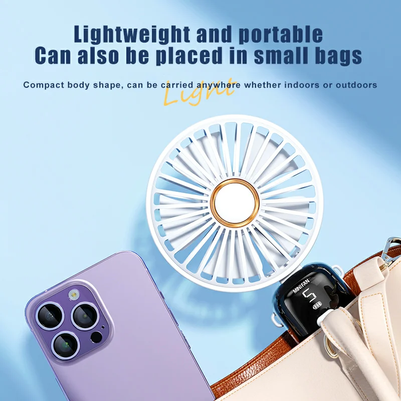 Factory Wholesale 5 Speed Levels portable fan cooler  Foldable handheld mini fan 1200mAh USB charging fan