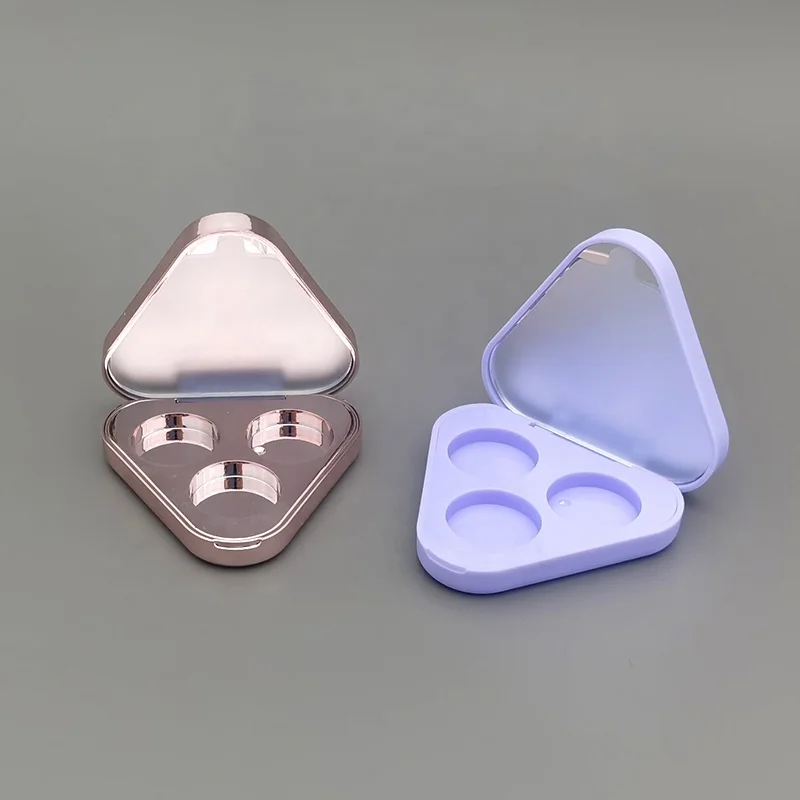 luxury triangle plastic eyeshadow palette packaging with mirror laser engraving magnetic empty eyeshadow palette