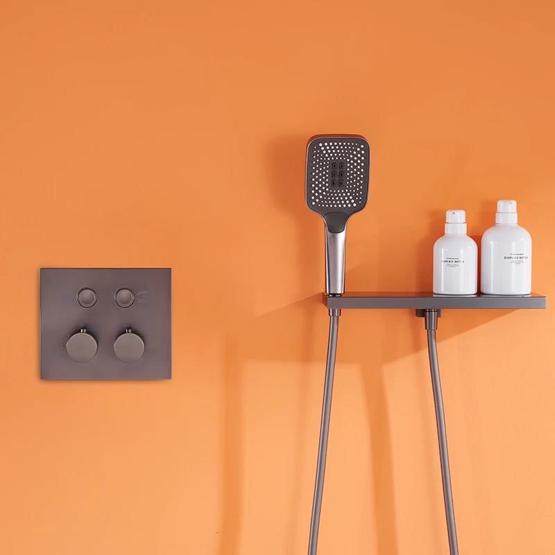 Luxury 3-Function Wall Mounted Shower Mixer Matt Black Exposed Ceiling Water Tap Brass Concealed Shower Mixer Massage Soft Spray