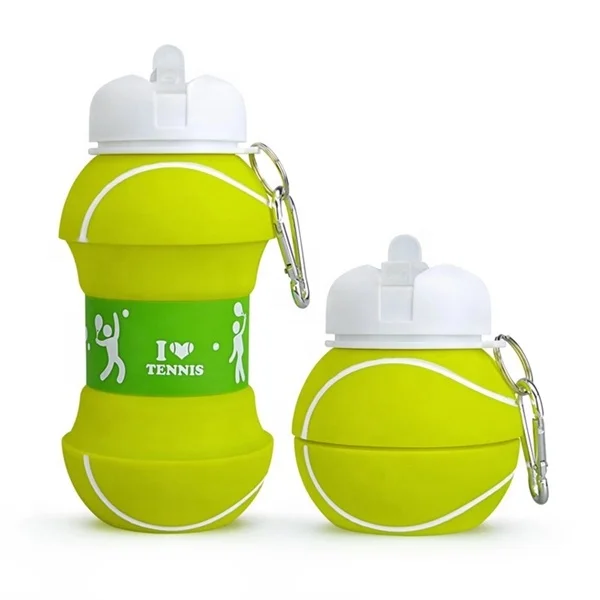 Portable Collapsible Tennis Shaped Sports Bottle Foldable Silicone PP Material Plastic Customized Bike Riding Drinkware