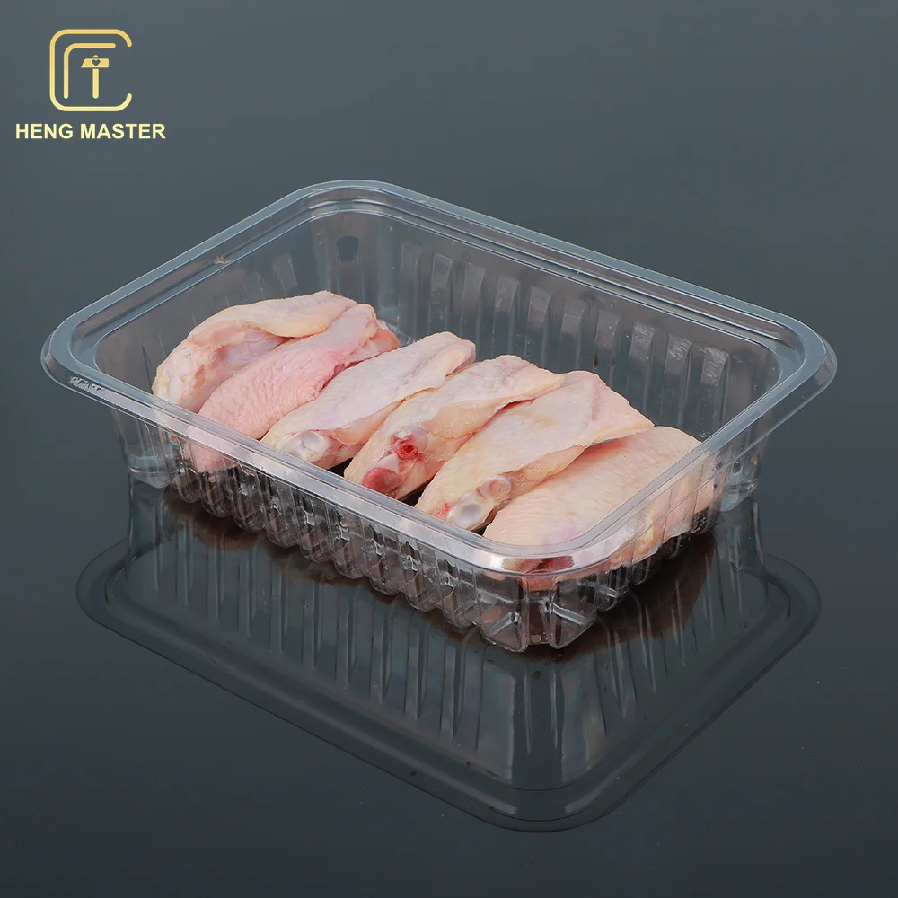 Hengmaster Food Grade Supermarket PP PET Plastic Tray For Meat Fish Seafood Fruit Vegetable Packaging Box Plate