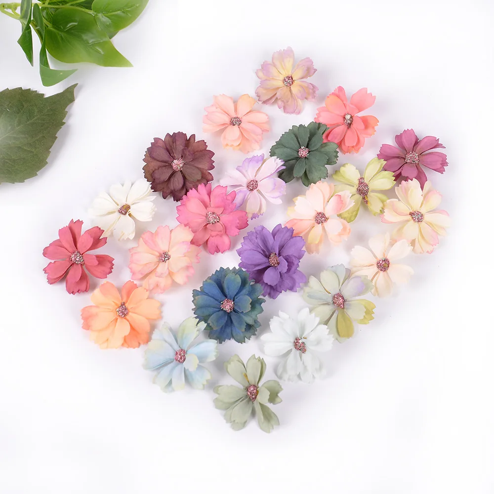 
Custom Simulation flower diy multi-layer daisy flower head six-petal Artificial Flower Heads for wedding decoration 