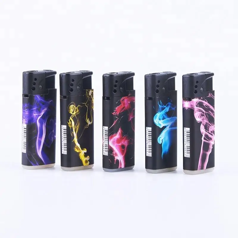 Custom Logo Indoor Kitchen Different Color Pattern Refillable Plastic Lighter