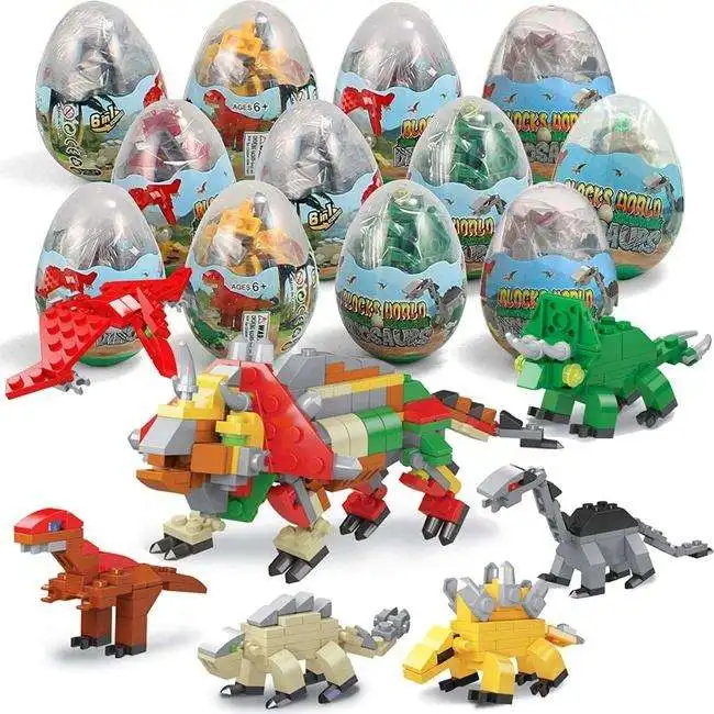 6 Types Building Block Dinosaur Egg Capsule 6in1 DIY Assemble Toys Kit Animal Model Surprise Egg Education Fun for Kids
