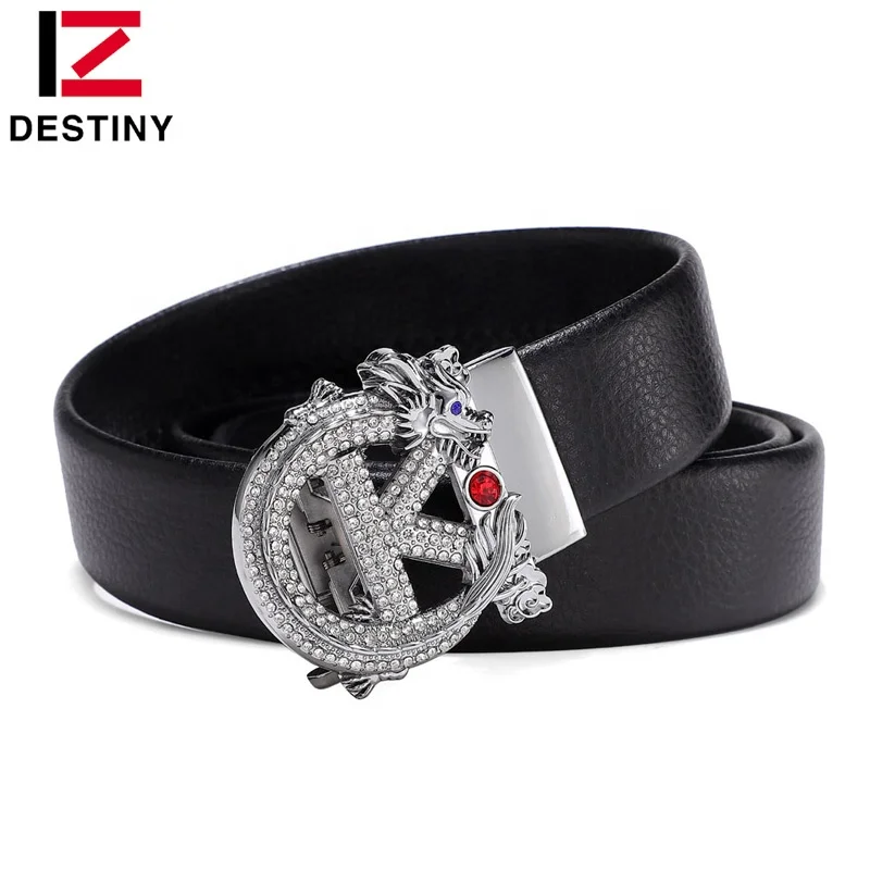 Factory Wholesale Trendy Automatic Buckle Dragon Genuine Leather Fashion Luxury Brand Famous Designer Men Belt