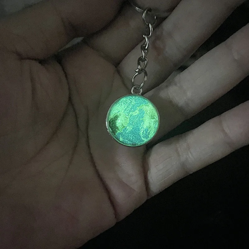 maoke Glow-in-the-dark Universe Planet Keychain Solar System Earth pendant Nebula double sided glass ball keychain Gift