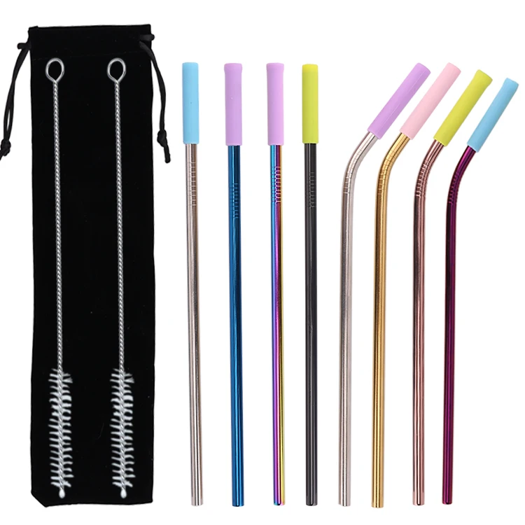 Food Grade Stainless Steel Boba Straw Eco-Friendly with Custom Logo Bent Straight Patterns 6mm 12mm Diameter Restaurants Hotels