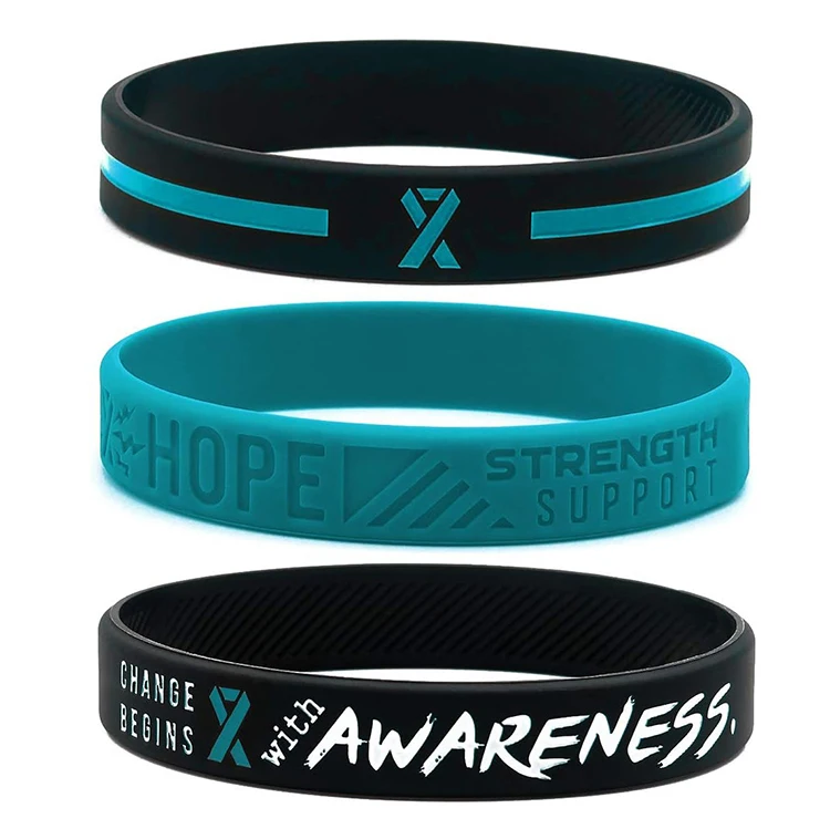 Factory custom logo debossed silicone wrist bracelet solid change begins awareness sports silicone wristband for man