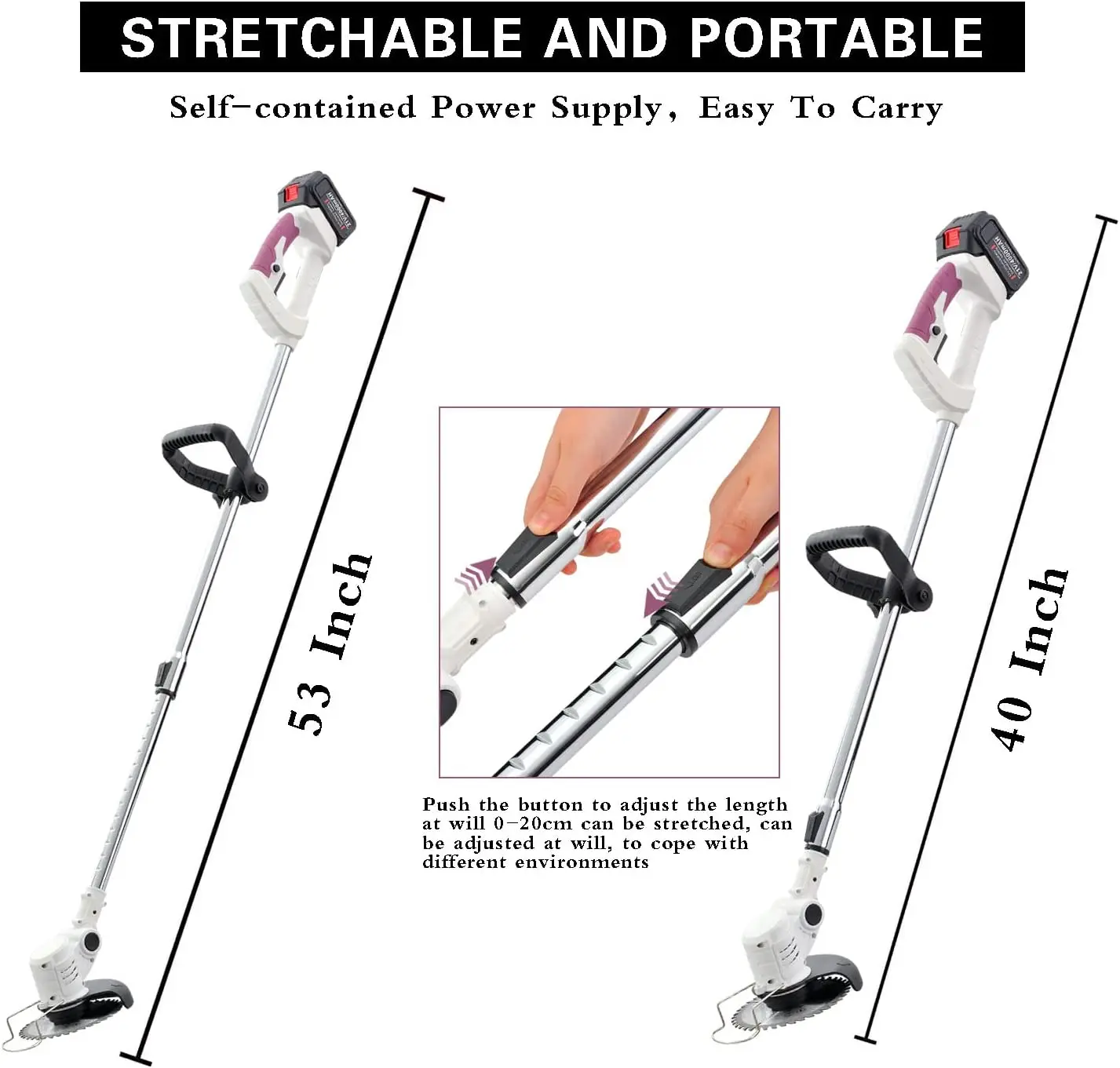 Vertak 21V 4.0Ah Battery Weed Eater Cordless Electric Grass Cutter Machine Brushcutter Power String Trimmer