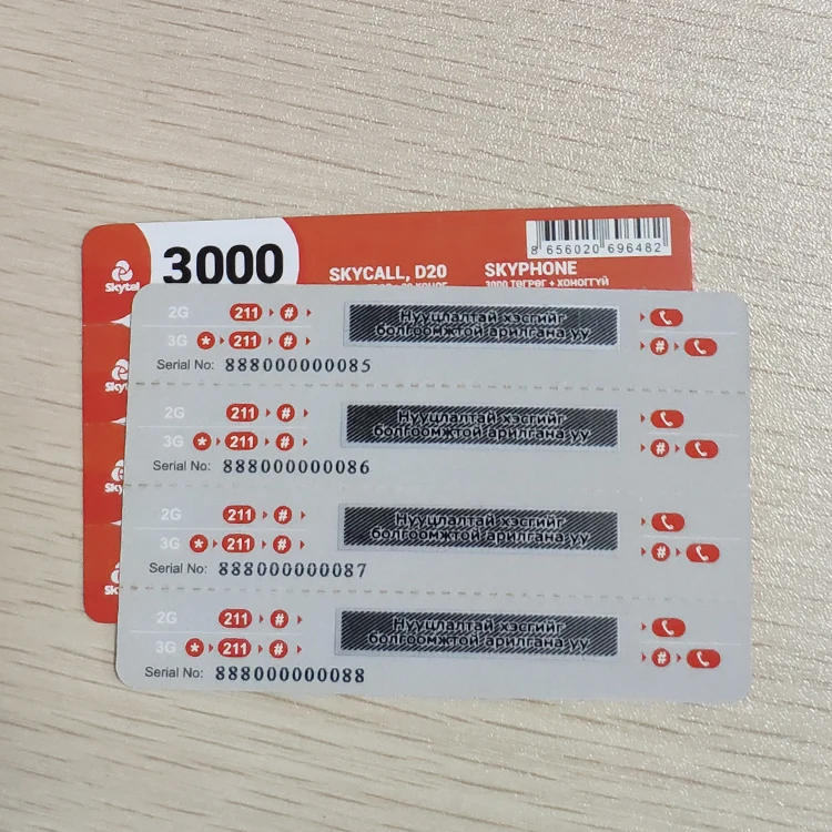 
Silk-screen Scratch Printing Full Color Prepaid Calling Cards For Telephone 