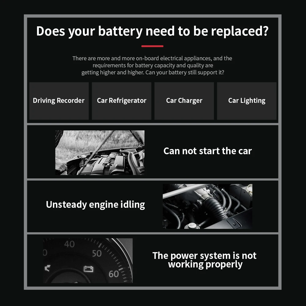 BM550 6V 12V 24V 100-2000A CCA Capacity Digital Car System Tool Battery Analyzer Truck Motorcycle Automotivo Auto Battery Tester