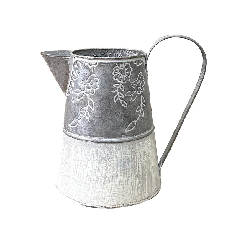 Creative Embossing Cast Metal Planter Urn Cast Iron Flower Plant Pot Kettle Ornaments Garden Flower Metal Pot