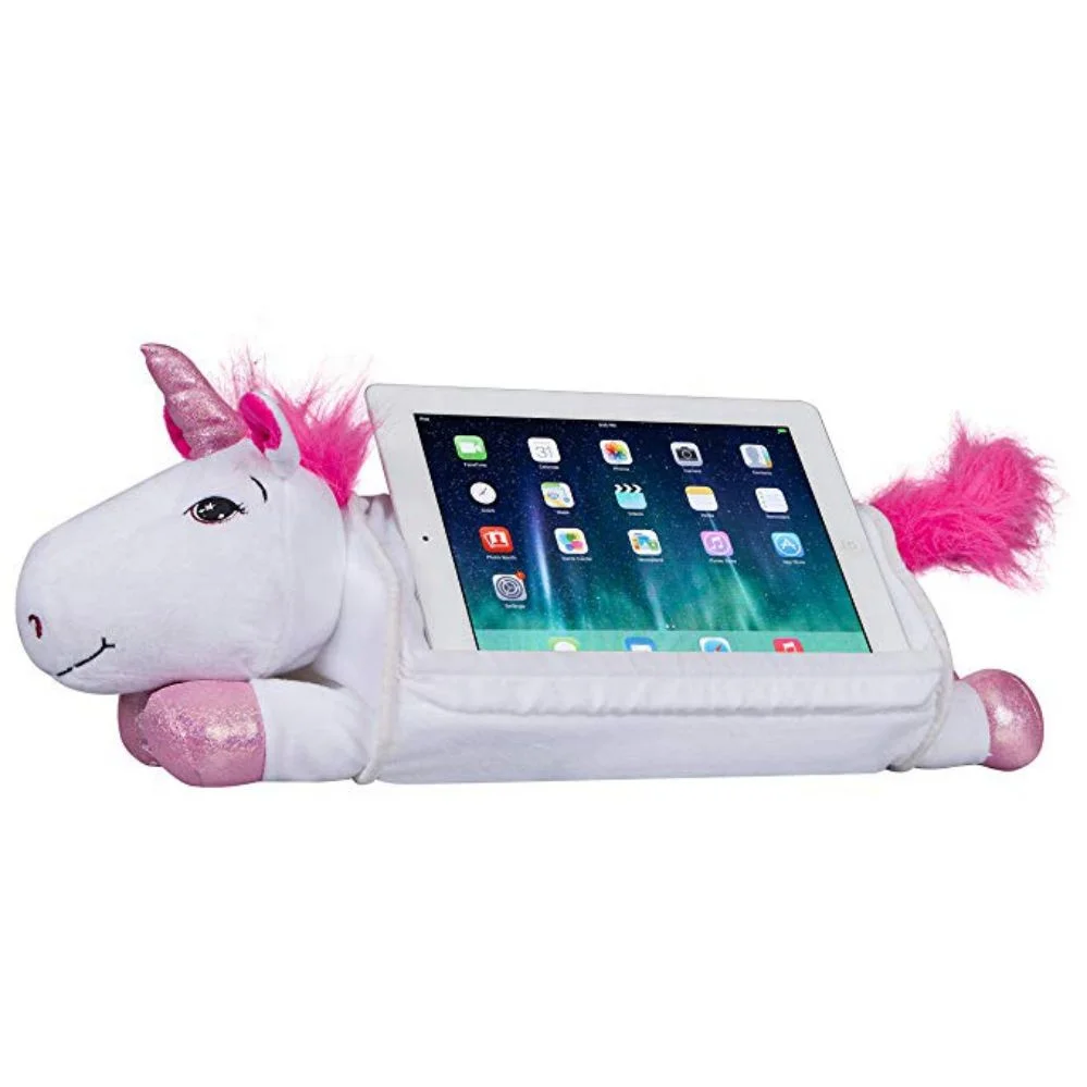 phone base for baby use peluches unicorn plush toy stuffed animal 3 in 1 soft pillow lap stand for ipad tablet holder pillow