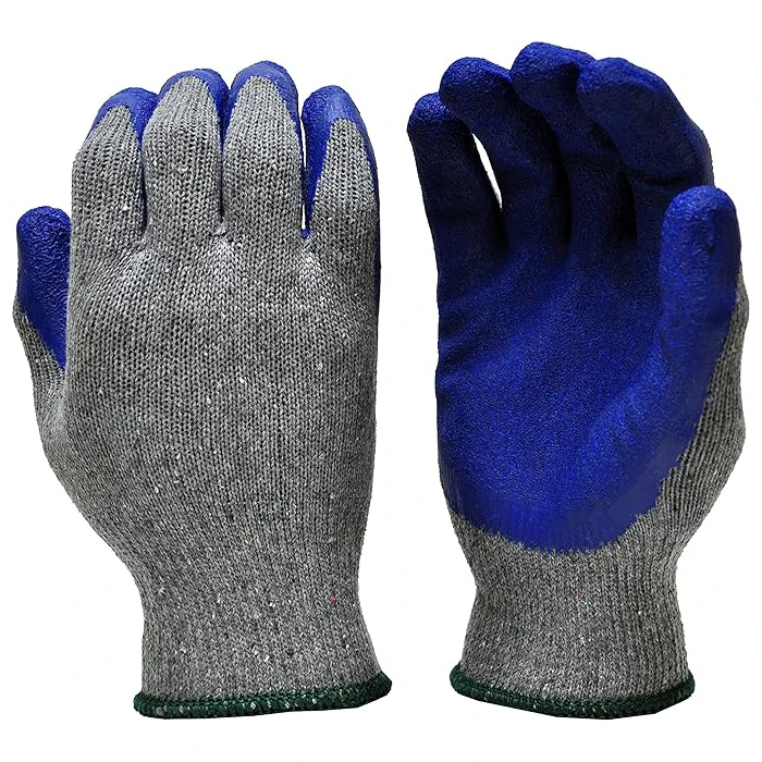 Gardening china 10G cotton crinkle latex palm costed hand protection work gloves with latex for women wholesale malaysia price
