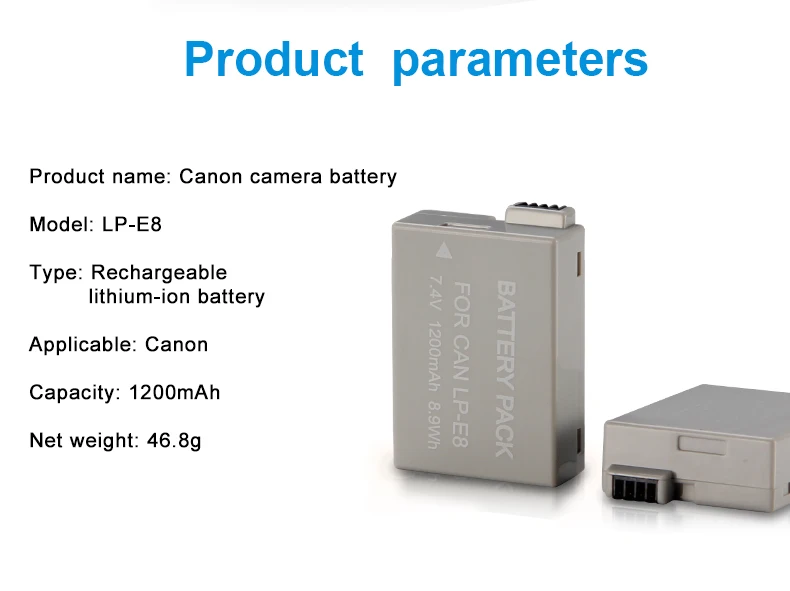 750 mAh литиевая батарея камеры LP-E8 для Canon EOS 550D/600D/650/700D