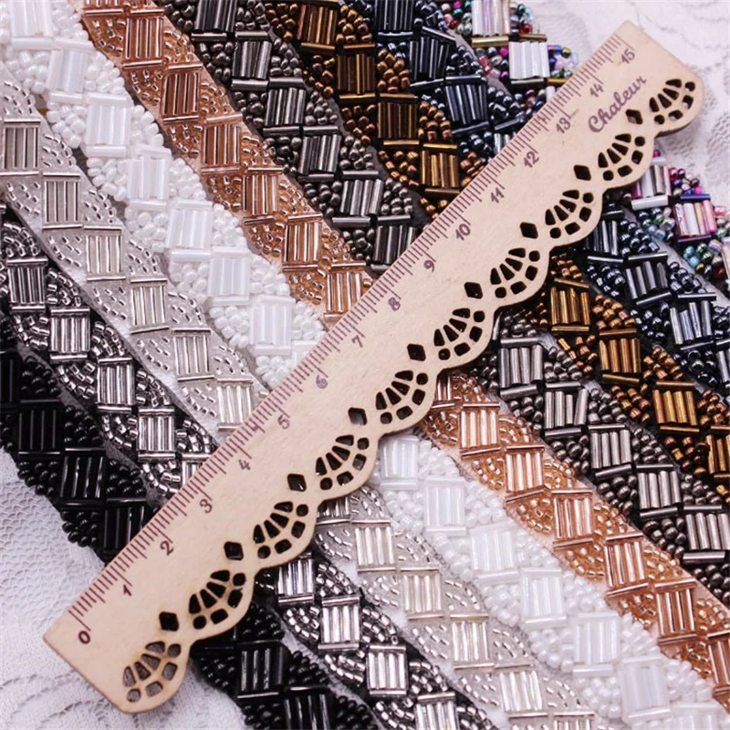 1.5cm beaded edge pearl handmade lace trim for DIY clothes shoes bag