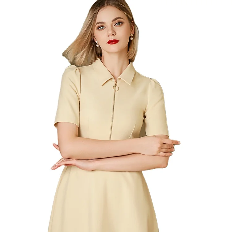 
2021 new arrivals elegant dress short sleeve career dresses summer breathable office dresses 