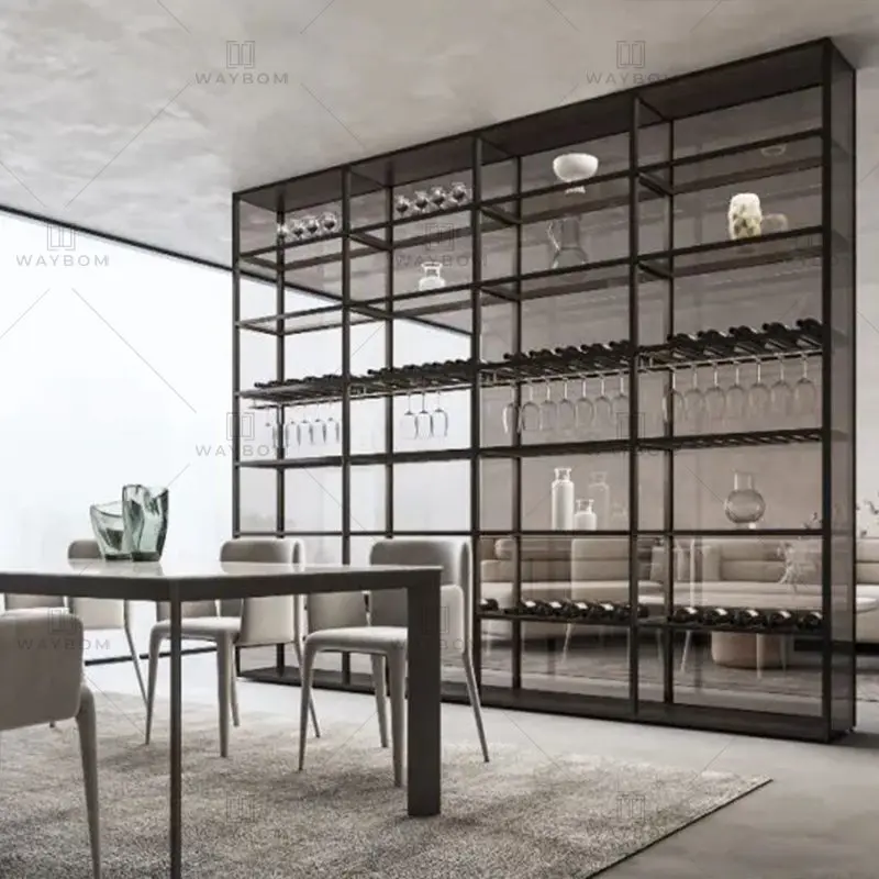 Luxury European Style Classical Showcase Two Doors Aluminum Shelf Wine Display Cabinet