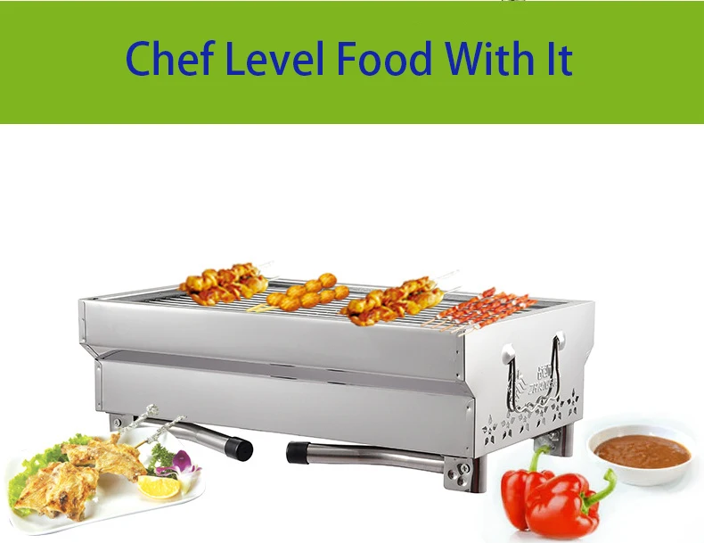 Grills promotion barbecue outdoor camping portable folding stainless steel Charcoal backyard bbq grills 410# easy clean hot sale