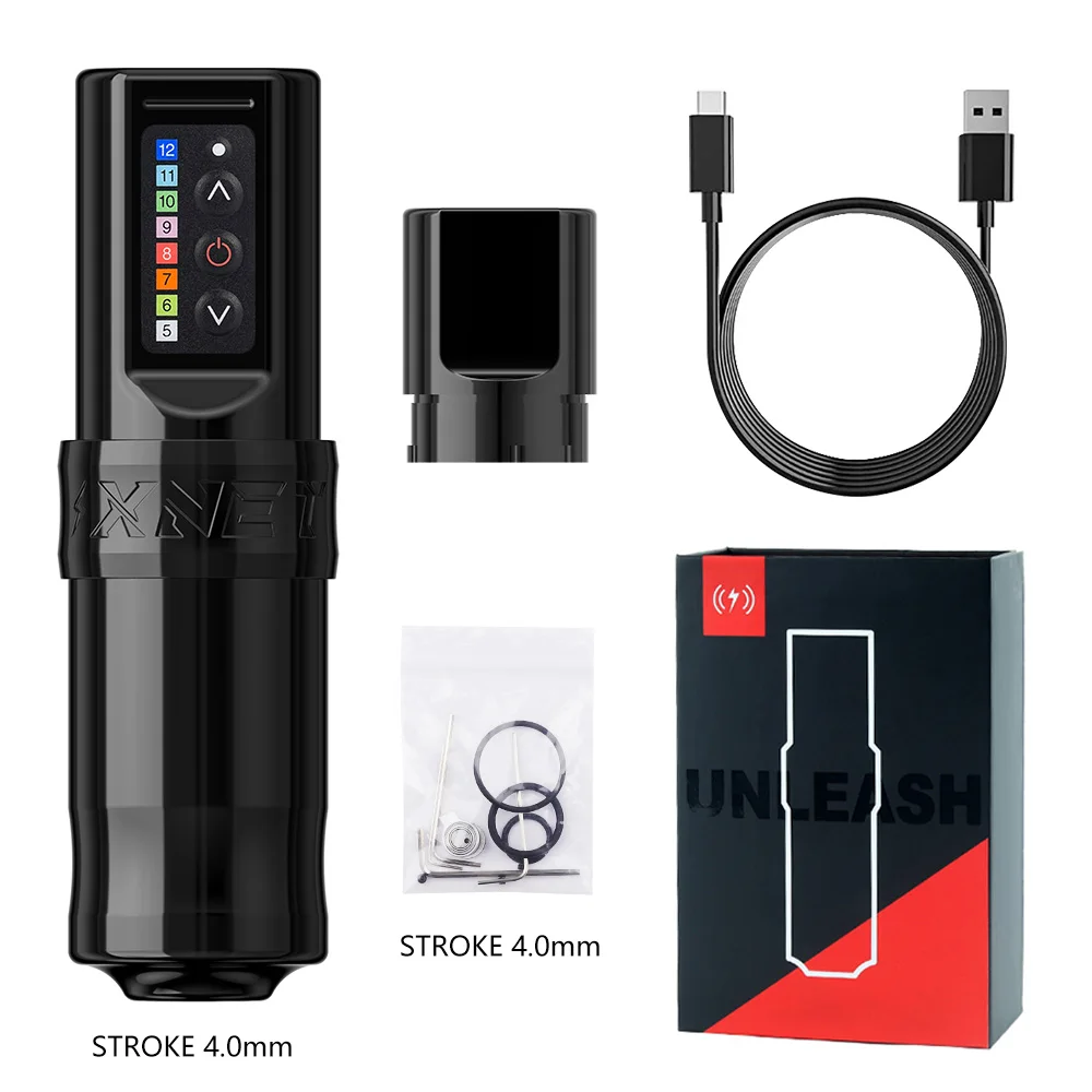 F L U X 4mm Stroke Powerful Motor Professional Wireless Rotary Tattoo Pen Machine with Double Battery for Tattoo Artist Body Art