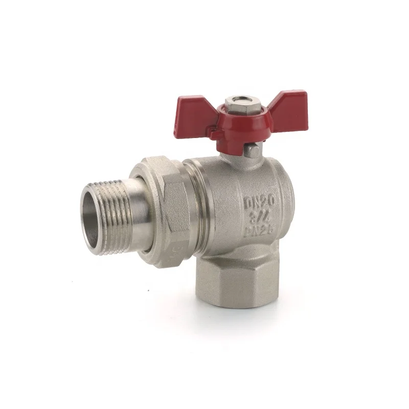 China Wholesale 1/2 3/4 1 inch Cw617n Brass Angle Ball Valve with Red Butterfly Handle