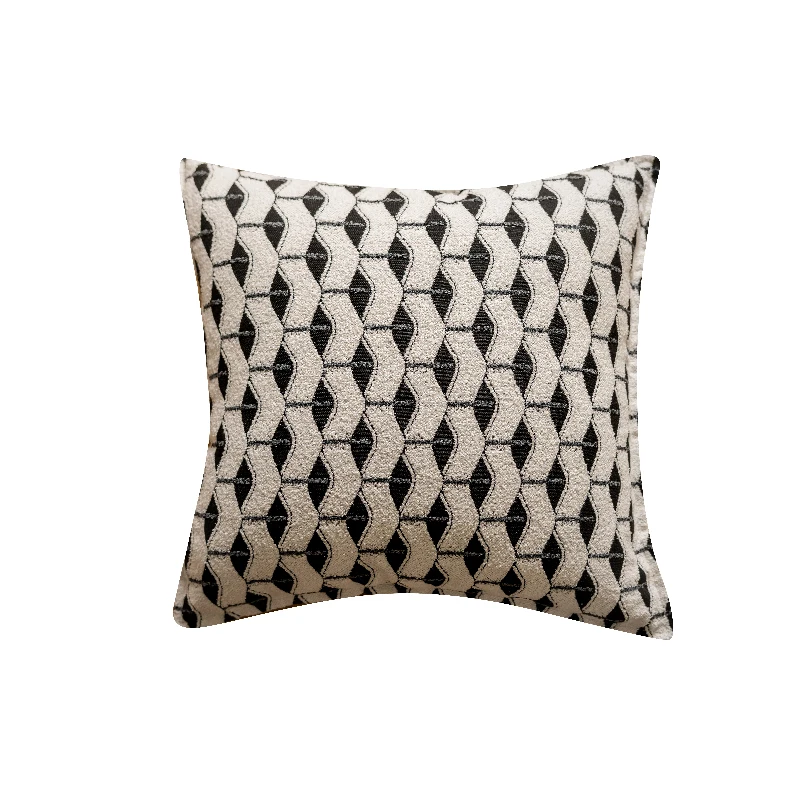 Scandinavian simple black and white colour weave jacquard pillow set sample room hotel home sofa flat bed head cushion pillow