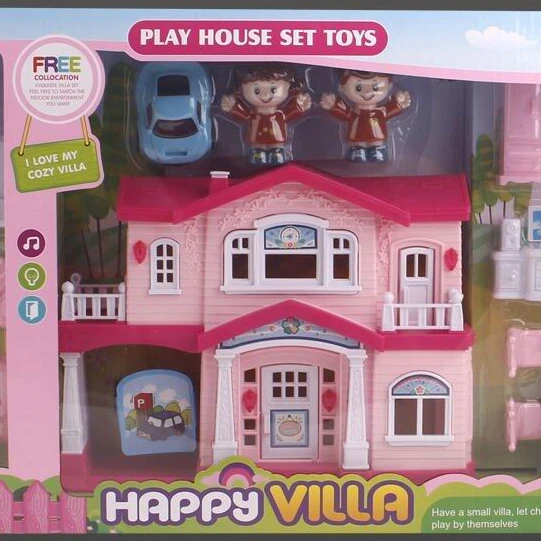 Beautiful house toy Kids play plastic model villa toys girl princess castle set DIY doll