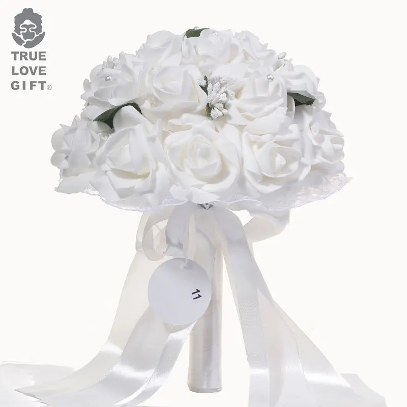 Anniversary Gift Artificial Flowers White Silk Bridal Bouquet Holding Flower Wedding Bouquet for Bride