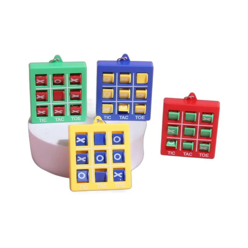 Novelty Mini Tic Tac Toe XO Chess Game Keychain Funny Colorful Plastic Toy for Kids Unisex 2-4 Years and 5-7 Years Age Range