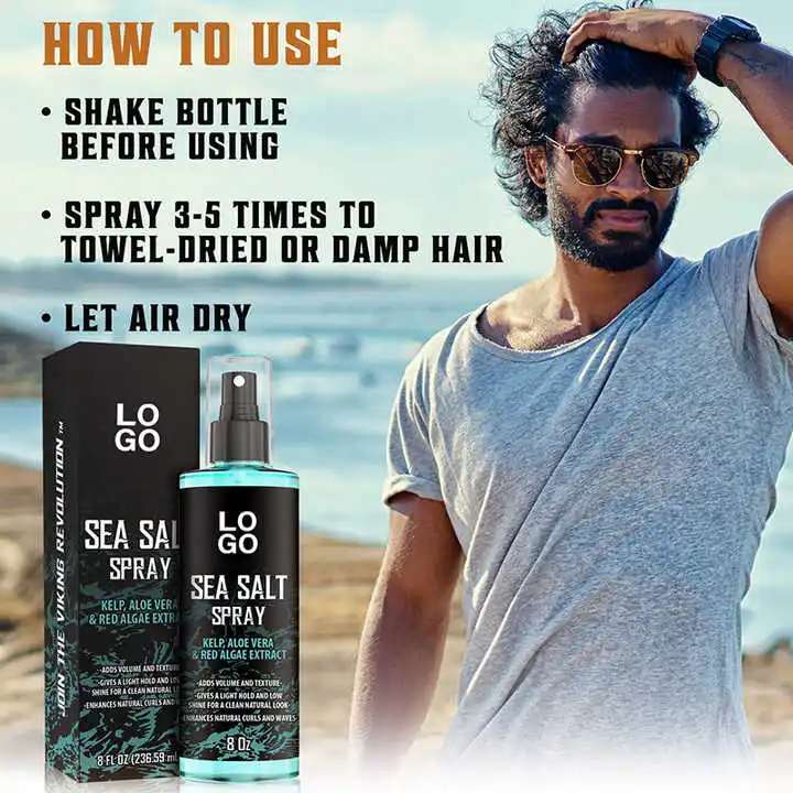 Sea Salt Spray for Hair Men Texturizing with Kelp Aloe Vera &Red Algae Extract Add Volume Texture Beach Hair Spray