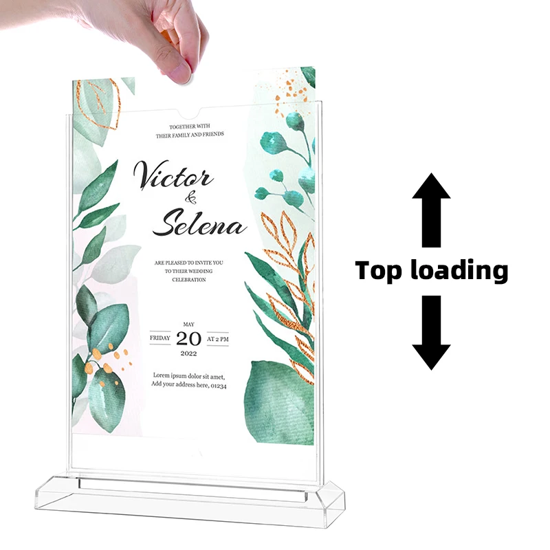 Sign Holder Clear Display Table Signs Stand, Double Sided T Shape Flyer Holder Plastic for Picture Paper Frame Holder