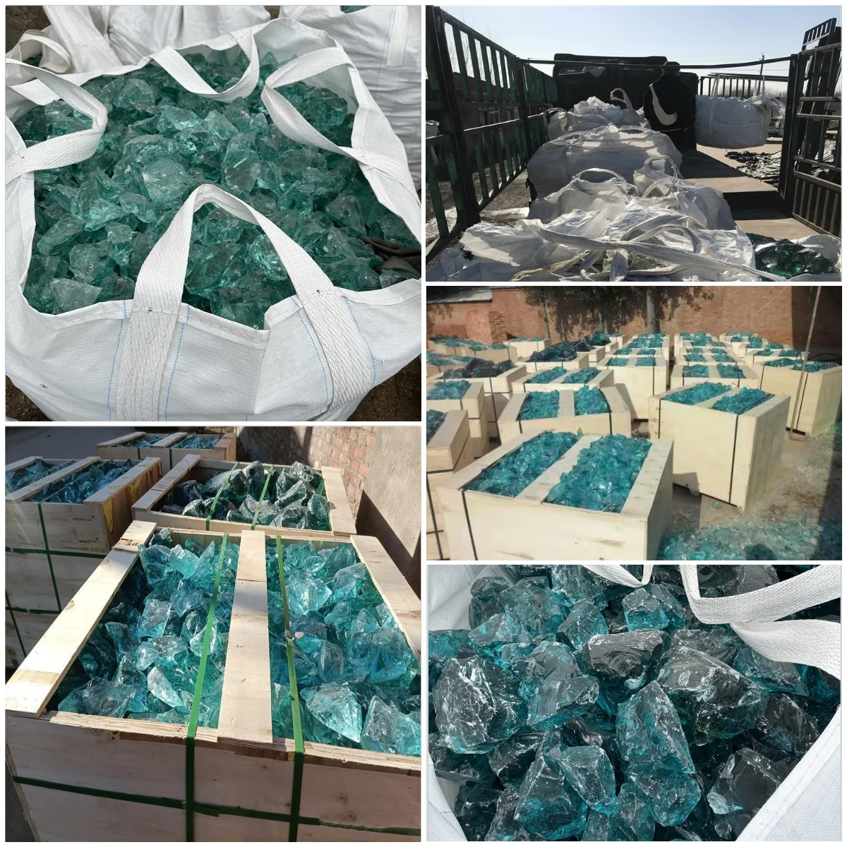Wholesale  coloured crystal rock crushed broken glasses large slag glass rocks for gabion