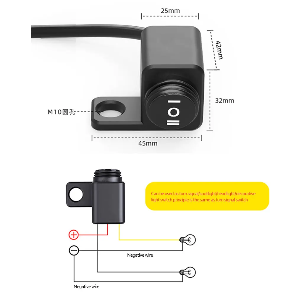 Ruitaisen  Motorcycle Aluminum Alloy Handlebar Headlight ON-OFF-ON Button Fog Spotlight Mirror Mount Switches Motor Accessory