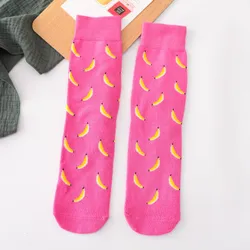 Новые забавные носки, женские милые Мультяшные хлопковые носки для скейтборда в стиле Харадзюку с фруктами, бананом, авокадо, лимоном, яйцом, печеньем