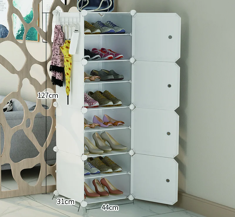 Single With Shelf Portable And Easy To Assemble Closet Cabinet Wardrobe Plastic 7 Doors Chinese Bedroom Furniture Modern Simple