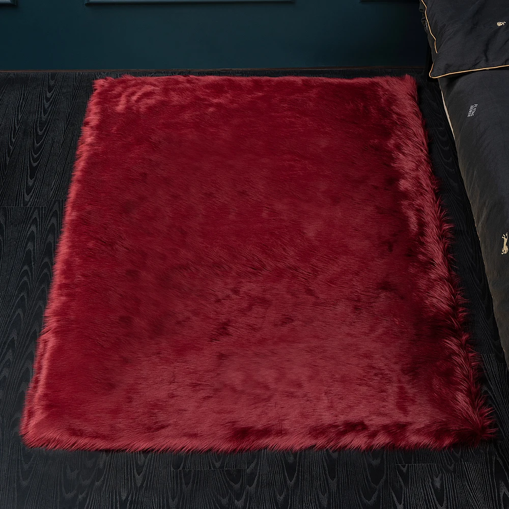 Soft Faux Fur Sheepskin Rugs for Bedroom Living Room Luxury Christmas Rug Fuzzy Carpet Furry Besides Rug for Girls