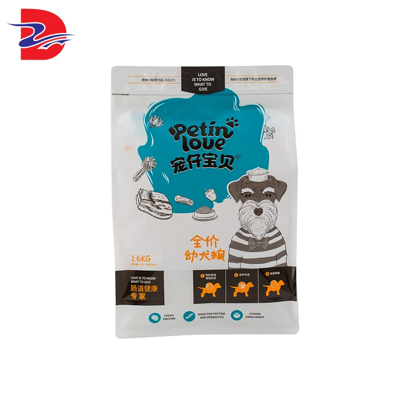 Factory direct sale composite aluminum plating stand up pouch zipper pet food packaging bag