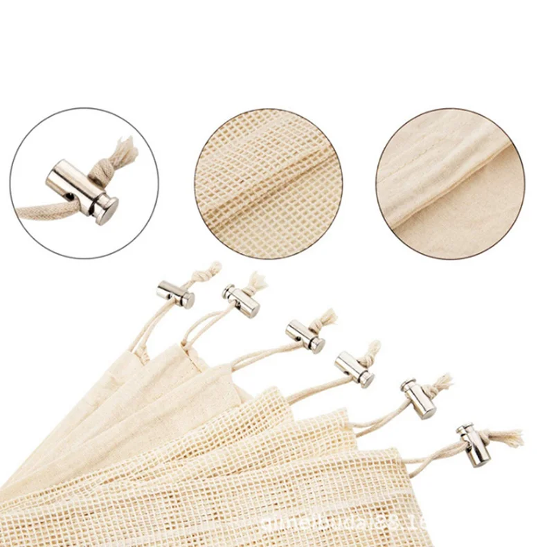Organic Cotton Reusable Product Mesh Bag For Fruits And Vegetable Mesh Net Bag Eco Friendly Reusable Shopping Bag