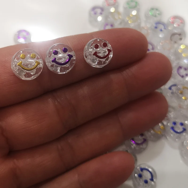 Wholesale 6mm*10mm 1650pcs/bag Plastic Acrylic Smile Face Beads Smiley Round Disc Beads For Jewelry Making