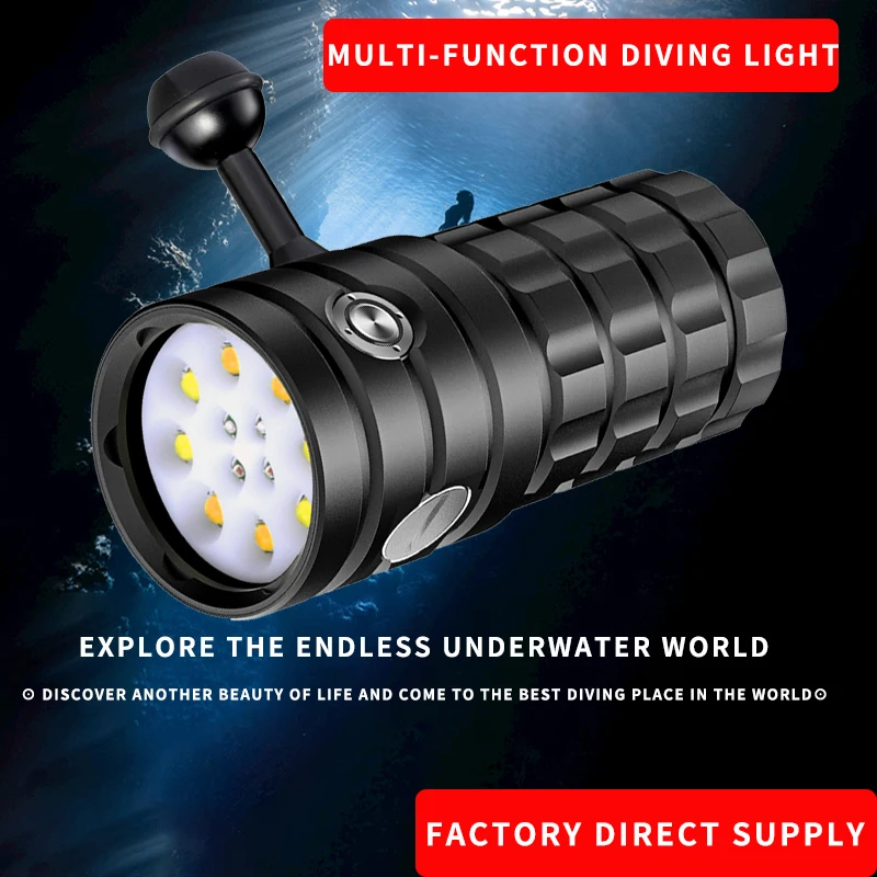 13000 Lumens 100m Submersible Video Lighting Underwater LED Video Light Waterproof Undersea Camera Lighting