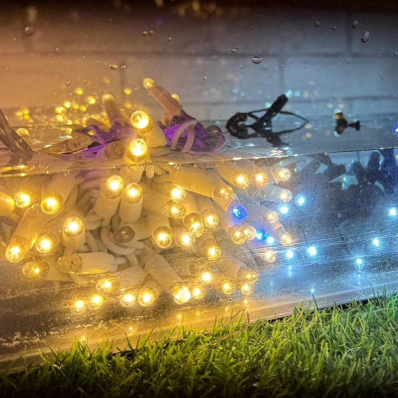 Commercial Custom 10m Holiday IP65 Waterproof Xmas Christmas Outdoor Tree decor White Rubber Cable Wire LED Fairy String Light