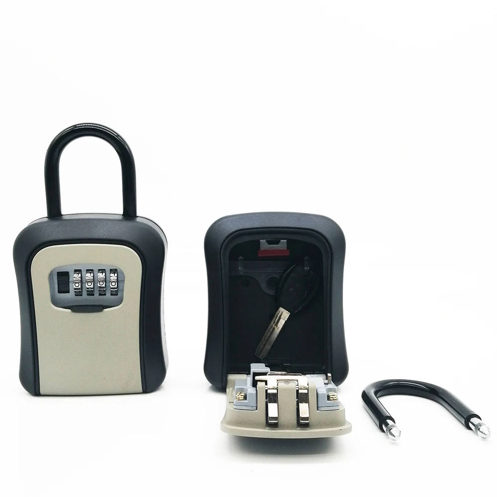 Outdoor Storage Key Hide Box Portable Combination Lockbox Hanger Shackle Color Key Safe Box
